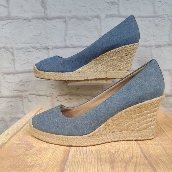 J. Crew Factory Blue Espadrille Wedges - Picture 8 of 8